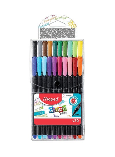 Buy 20-Piece Graph'Peps Fineliner Pen Multicolour in UAE