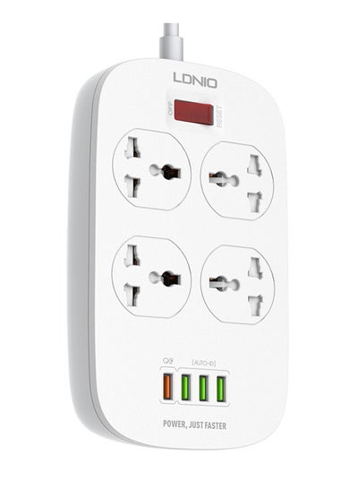 Buy USB Power Strip With Socket White 2meter in UAE