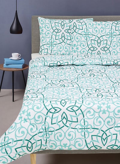 Buy Comforter Set With Pillow Cover 50X75 Cm, Comforter 240X200 Cm - For King Size Mattress - Elana Green 100% Cotton Sleep Well Lightweight And Warm Bed Linen Elana Green in UAE