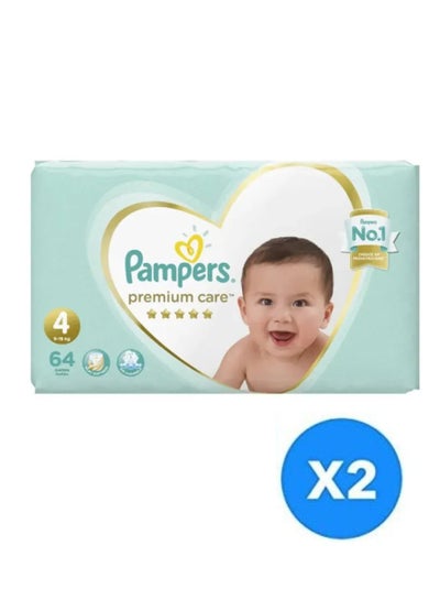 Buy 128 Piece - Premium Care Diapers Size 4, 9-18 Kg in UAE