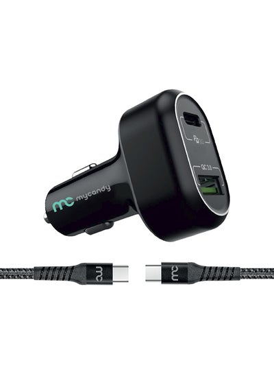 اشتري 63W Pd Car Charger With Type C Cable Black في الامارات