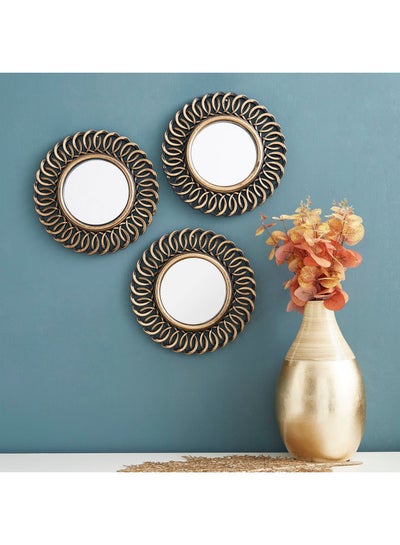 Buy 3-Piece Mirror Set Gold 2 x 25cm in UAE