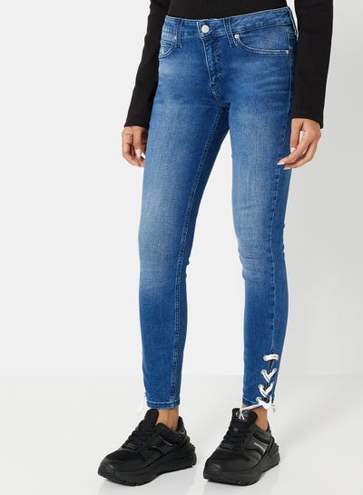 Buy Mid Rise Skinny Jeans Blue in UAE