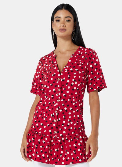 Buy Polka Dot Tunic Dress Red in Saudi Arabia