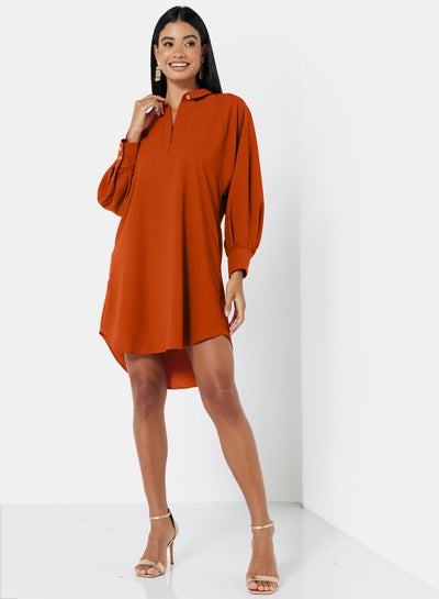 Buy Tunic Shirt Dress Orange in UAE