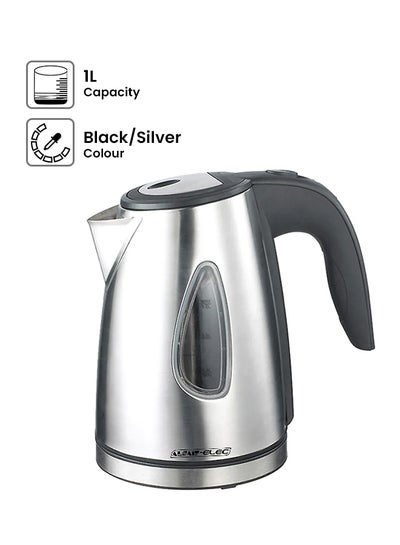 Buy Electric Kettle 1.0 L Silver/Black in Saudi Arabia