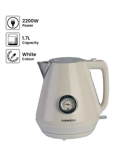 Buy Stainless Steel Electric Kettle, 1.7 Liter 1.7 L 2200.0 W TKP-2217-TC White in Egypt