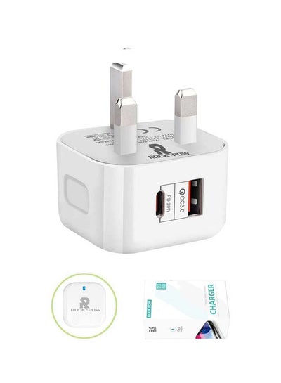 Buy 20W USB Type C Fast Charger for iphone13 PD Dual Port Power Delivery 3.0 Adapter Plug white in UAE