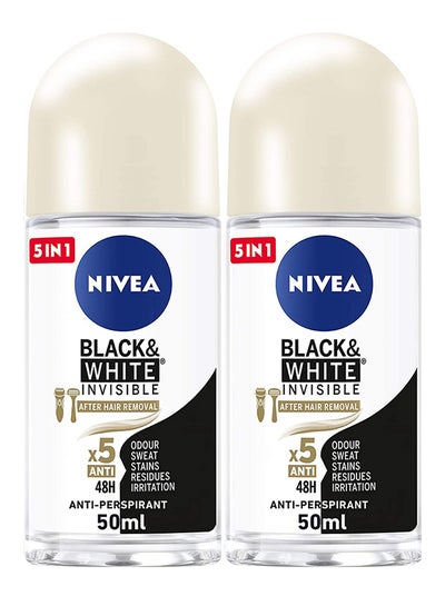 Buy Black And White Invisible Silky Smooth Antiperspirant for Women Roll On Pack of 2 50ml in UAE