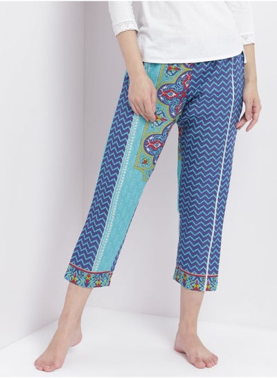 Buy Comfortable Casual Loungewear Pyjama Pants With A Matching Scrunchie Teal in UAE