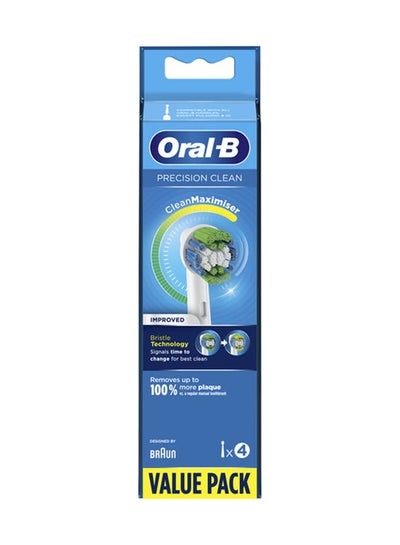 Buy 4-Piece Precision Clean Power Toothbrush Head White/Blue in Saudi Arabia