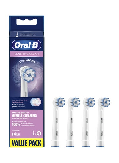 Buy Pack Of 4 Sensitive Clean Brush Heads White/Blue in Saudi Arabia