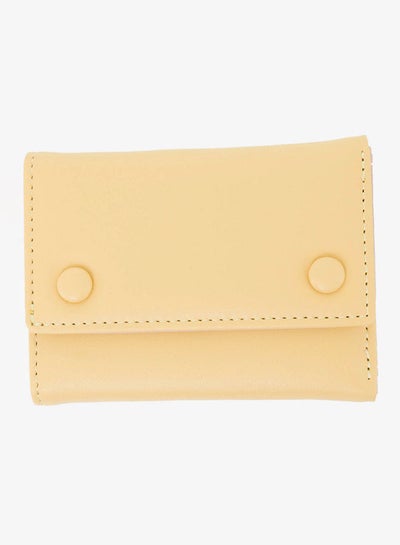 Buy Bi Fold Pu Casual Womens Square Wallet Beige in Saudi Arabia