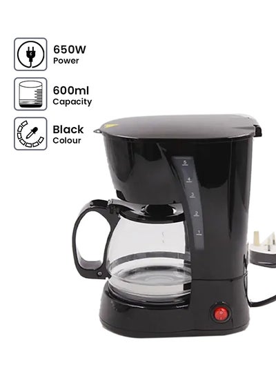 Buy Electric Coffee Maker 600.0 ml 650.0 W BA027 Black in Saudi Arabia