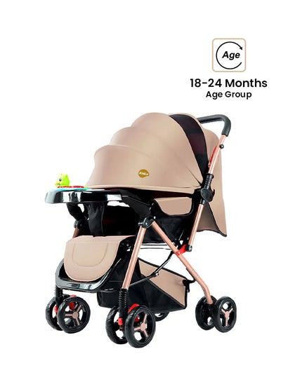 Buy Two Way Push Baby Stroller With Adjustable Handles Brown in Saudi Arabia