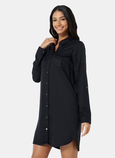 GRACE KARIN Women's Tiered Dress Casual Shirt Stand Collar Long Sleeve  Dress wit