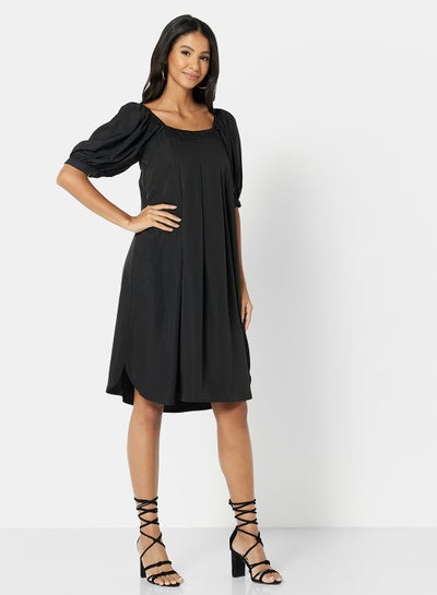 اشتري فستان متوسط الطول برقبة مربعة أسود في مصر