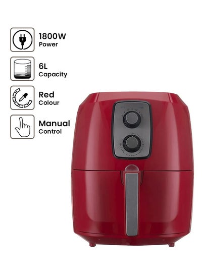 Buy Electric Healthy Air Fryer For Fry/Grill/Bake/Roast 6.0 L 1800.0 W AL7204 Red in Saudi Arabia