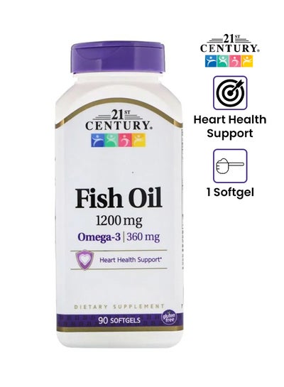 Buy Fish Oil Omega 3 Dietary Supplement 1200 Mg - 90 Softgels in UAE