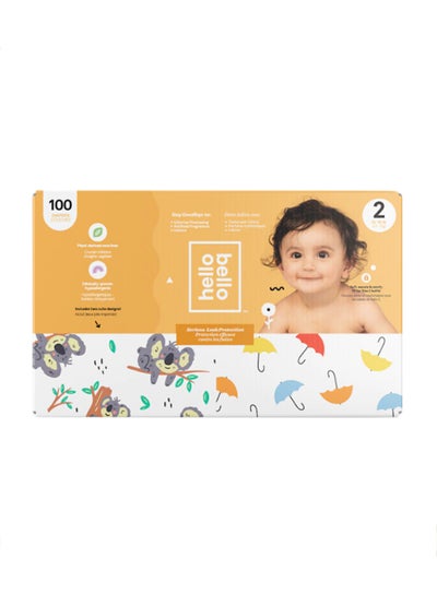 Buy Diaper Sunny Side Up And Sleepy Sloths, Size 2, 4.5-7 kg, 100 Count in UAE