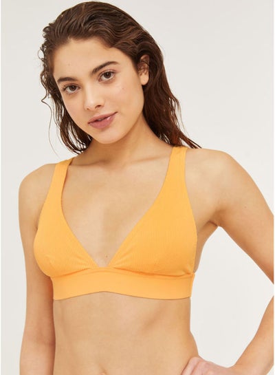 Buy Ribbed Triangle Swim Top Orange in Saudi Arabia