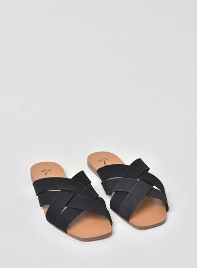 Buy Stylish Elegant Flat Sandals Black in UAE