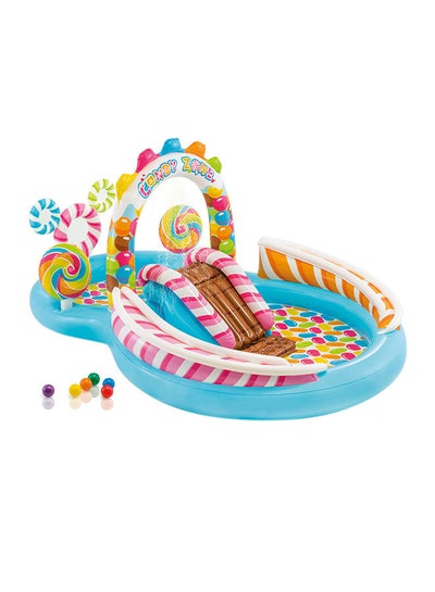 Buy Unique Design Fantastic Water Slide Candy Zone Play Center Inflatable Foldable Portable Lightweight Swimming Pool 295x191x130cm in UAE