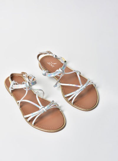 Buy Multi Thin Strap Slip-On Flat Sandals Light Blue in Saudi Arabia