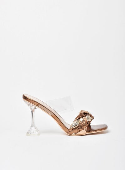 Buy Stylish Heeled Sandals Gold/Silver/Clear in Saudi Arabia