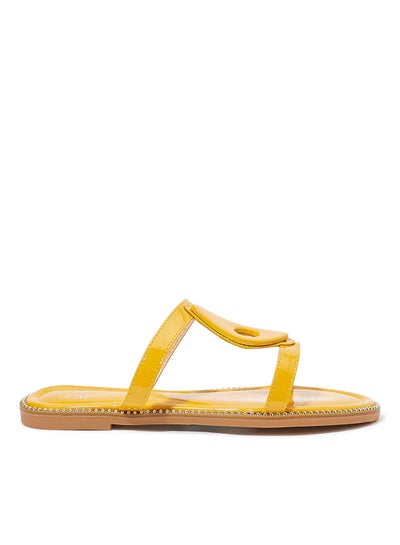 Buy Double Strap Flat Sandals Yellow in Saudi Arabia