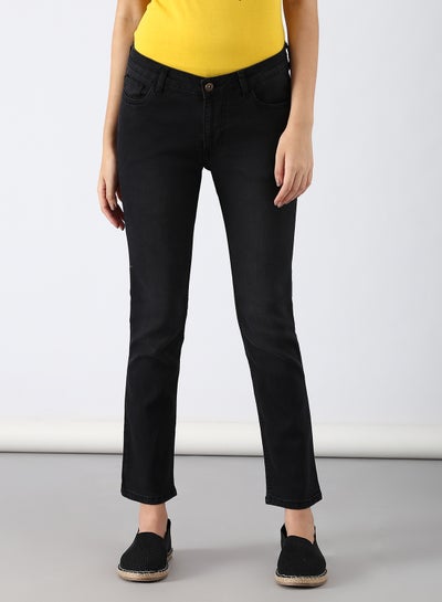 Buy Casual Slim Fit Jeans Black in UAE