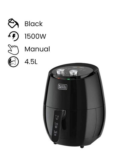 Black+Decker 4.5L/1.3Kg capacity, Rapid Air Convection, Bake, Grill and  Roast, Dishwasher Safe, Manual Aerofry Airfryer, Black