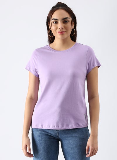 اشتري Regular Fit Casual T-Shirt Lavender في الامارات