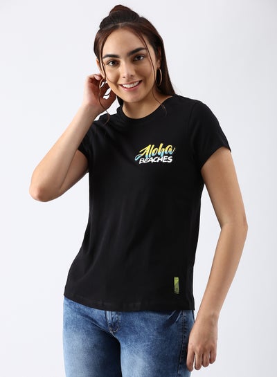 Buy Regular Fit Casual T-Shirt Black in UAE