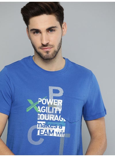 Buy Strong Typographic Bio-Wash Lifestyle T-Shirt Strong Blue in Saudi Arabia