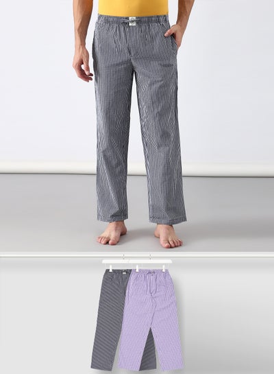 Buy 2 Pack Lounge Pants Sets Grey/Purple in UAE