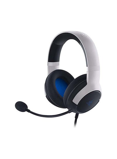 Buy Razer Kaira X Wired Headset for Playstation 5, PC, Mac & Mobile Devices - Triforce 50mm Drivers, HyperClear Cardioid Mic, Flowknit Memory Foam Ear Cushions, On-Headset Controls - White/Black in Saudi Arabia