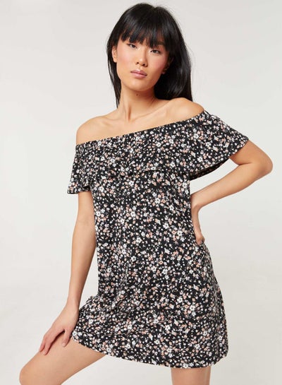 Buy Off Shoulder Printed Dress Multicolour in Saudi Arabia