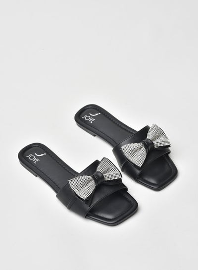 Buy Stylish Elegant Flat Sandals Black in Saudi Arabia