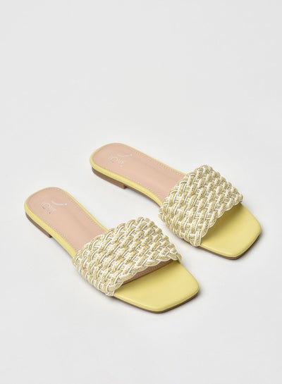Buy Stylish Elegant Flat Sandals Yellow in Saudi Arabia