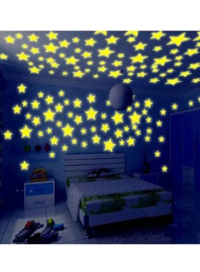 Buy Removable Self-Adhesive Night Light Glow In The Dark Moon Stars Wall Sticker Multicolour 297x5x210mm in Saudi Arabia