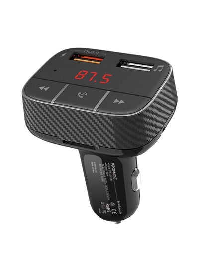 Buy Car Wireless FM Modulator With Quick Charge 3.0 Port Black in UAE