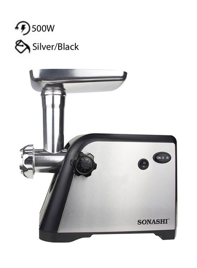 Buy Meat Grinder - Electric Meat Grinder with 3 Cutting Plates, Reverse Function, Stainless Steel Blade | Comes with Large Capacity Metal Hopper 2800 W SMG-021N Silver/Black in UAE