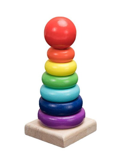 اشتري Creative And Educational Shape Wooden Rainbow Stacker Classic Toy For Kids, 8.89x8.89x21.59cm في السعودية