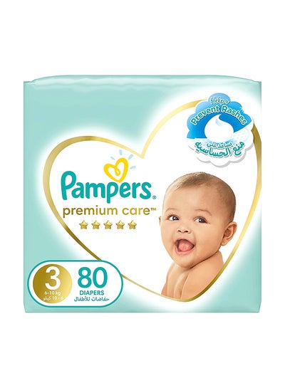 Buy Premium Care Diapers, Size 3, 6-10 Kg, The Softest Diaper And The Best Skin Protection, 80 Baby Diapers in UAE