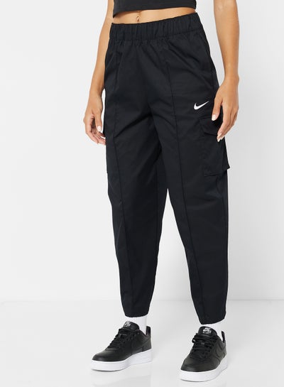 اشتري Sportswear Essentials Curve Woven High-Rise Trousers أسود في السعودية