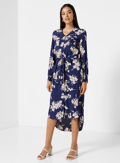 Buy Floral Shirt Dress Maritime Blue in Egypt