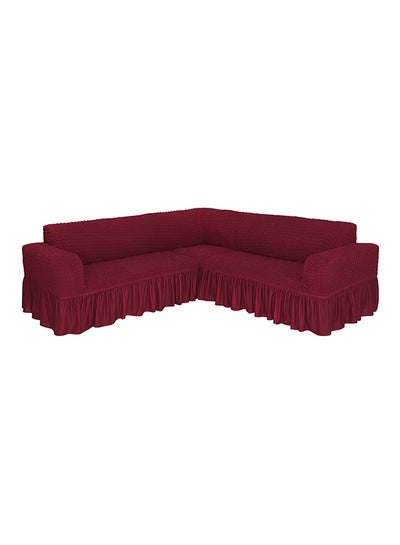 اشتري 6 Seater Stretchable L Shape Sofa Cover With Free Size Corner Fits Claret Red 5.8meter في الامارات