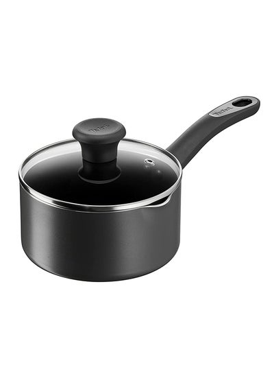 Buy Non-Stick G6 Delicia Aluminium Saucepan With Glass Lid Black 16cm in UAE