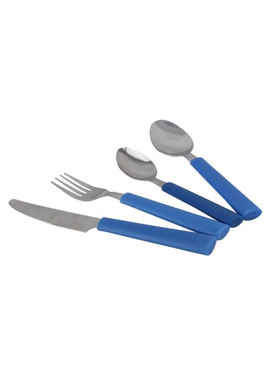 Buy 25-Piece Stainless Steel Cutlery Set Includes Knives, Spoons, Forks, Teaspoons, Tableware Box Blue in UAE